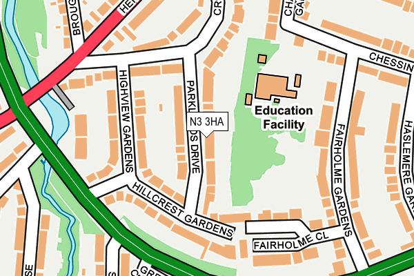 N3 3HA map - OS OpenMap – Local (Ordnance Survey)
