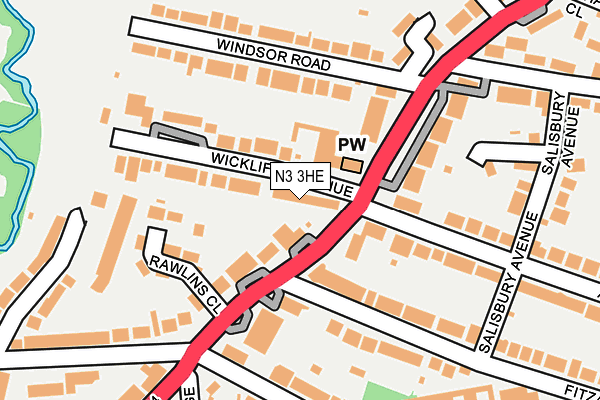 N3 3HE map - OS OpenMap – Local (Ordnance Survey)