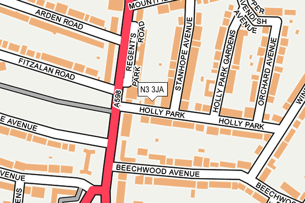 N3 3JA map - OS OpenMap – Local (Ordnance Survey)