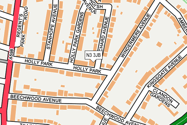 N3 3JB map - OS OpenMap – Local (Ordnance Survey)