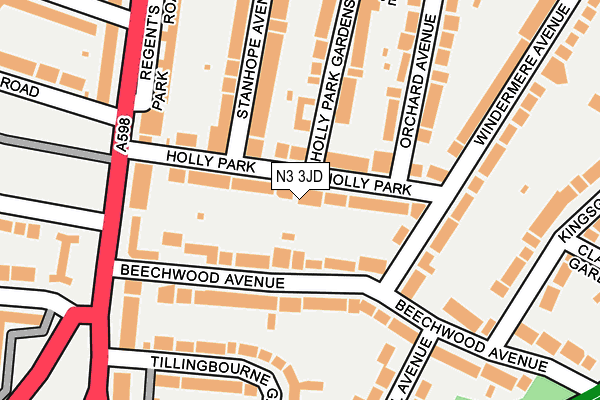 N3 3JD map - OS OpenMap – Local (Ordnance Survey)