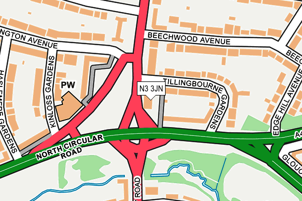 N3 3JN map - OS OpenMap – Local (Ordnance Survey)