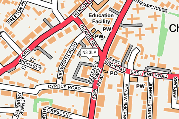 N3 3LA map - OS OpenMap – Local (Ordnance Survey)