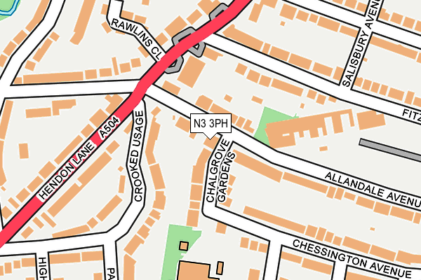 N3 3PH map - OS OpenMap – Local (Ordnance Survey)