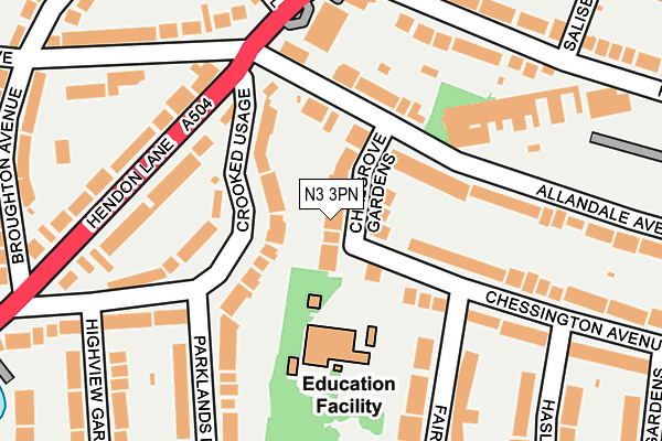 N3 3PN map - OS OpenMap – Local (Ordnance Survey)