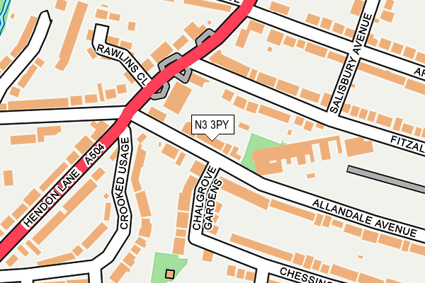 N3 3PY map - OS OpenMap – Local (Ordnance Survey)