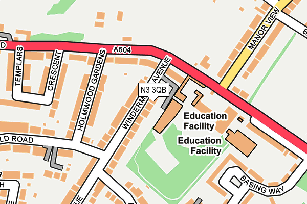 N3 3QB map - OS OpenMap – Local (Ordnance Survey)