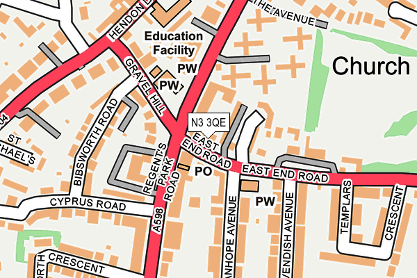 N3 3QE map - OS OpenMap – Local (Ordnance Survey)