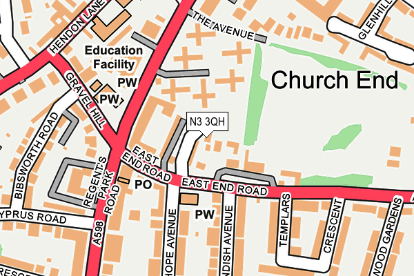 N3 3QH map - OS OpenMap – Local (Ordnance Survey)