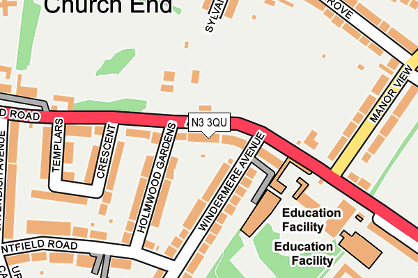 N3 3QU map - OS OpenMap – Local (Ordnance Survey)