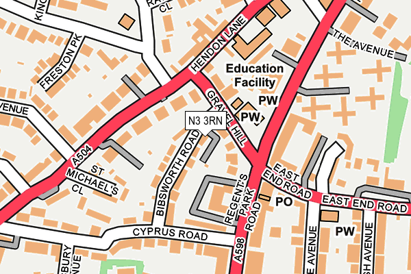 N3 3RN map - OS OpenMap – Local (Ordnance Survey)