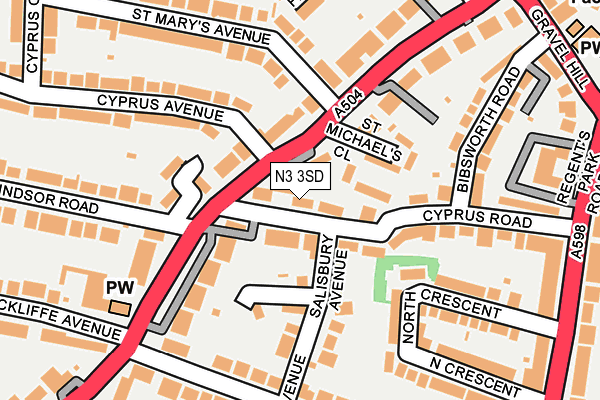 N3 3SD map - OS OpenMap – Local (Ordnance Survey)