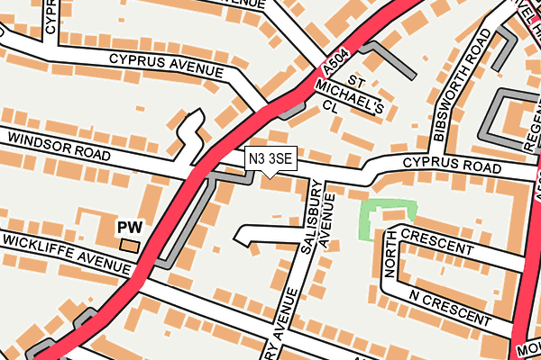 N3 3SE map - OS OpenMap – Local (Ordnance Survey)