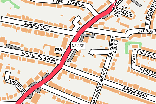 N3 3SF map - OS OpenMap – Local (Ordnance Survey)