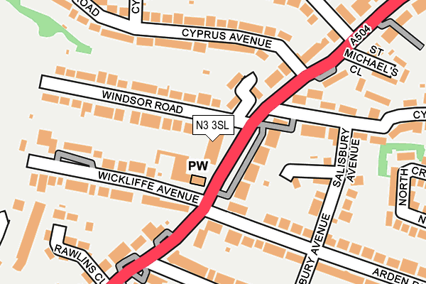 N3 3SL map - OS OpenMap – Local (Ordnance Survey)