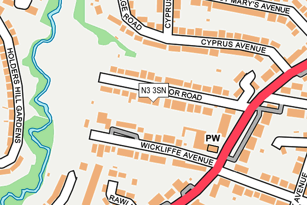 N3 3SN map - OS OpenMap – Local (Ordnance Survey)