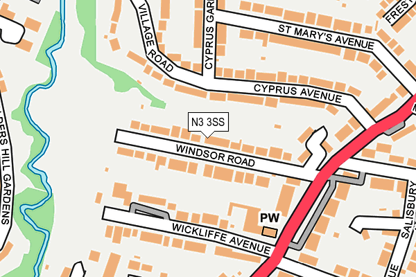 N3 3SS map - OS OpenMap – Local (Ordnance Survey)