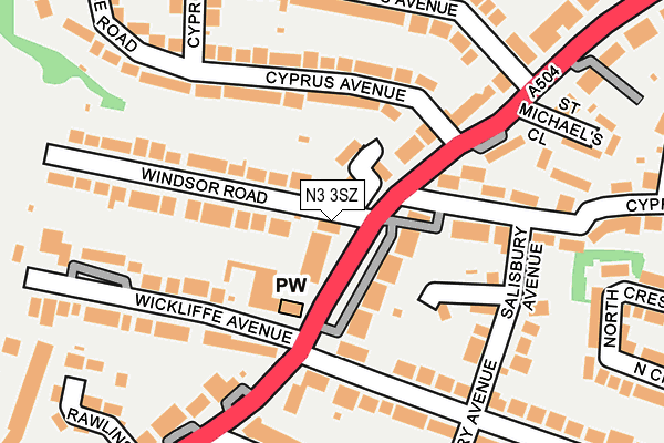 N3 3SZ map - OS OpenMap – Local (Ordnance Survey)