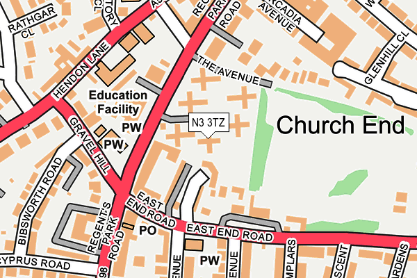 N3 3TZ map - OS OpenMap – Local (Ordnance Survey)