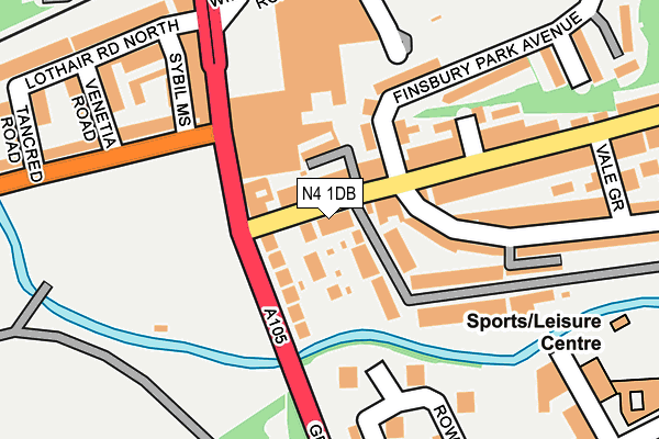 N4 1DB map - OS OpenMap – Local (Ordnance Survey)
