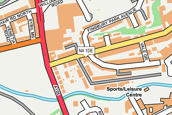 N4 1DE map - OS OpenMap – Local (Ordnance Survey)