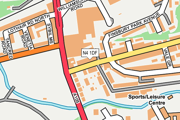 N4 1DF map - OS OpenMap – Local (Ordnance Survey)