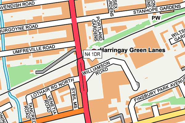 N4 1DR map - OS OpenMap – Local (Ordnance Survey)