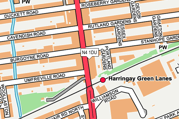 N4 1DU map - OS OpenMap – Local (Ordnance Survey)