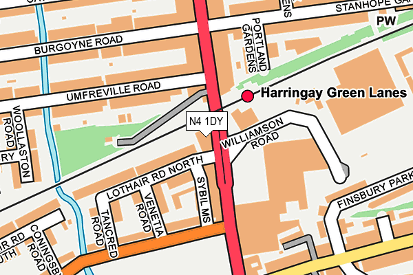 N4 1DY map - OS OpenMap – Local (Ordnance Survey)