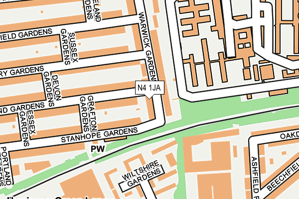 N4 1JA map - OS OpenMap – Local (Ordnance Survey)