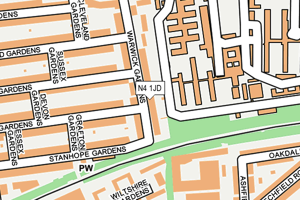 N4 1JD map - OS OpenMap – Local (Ordnance Survey)