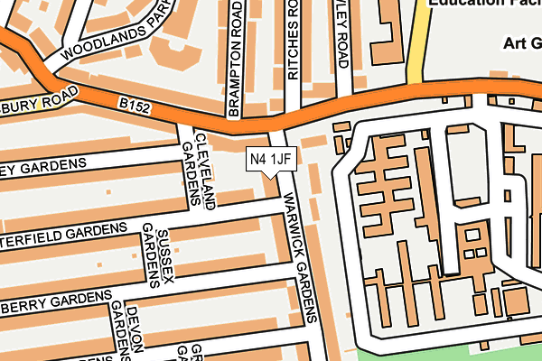 N4 1JF map - OS OpenMap – Local (Ordnance Survey)