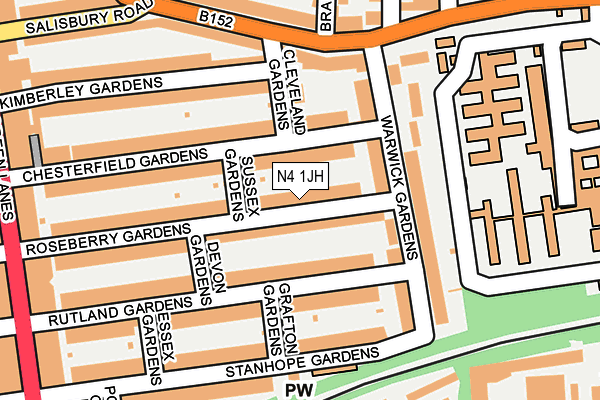 N4 1JH map - OS OpenMap – Local (Ordnance Survey)