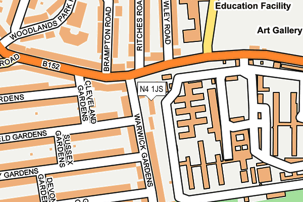 N4 1JS map - OS OpenMap – Local (Ordnance Survey)