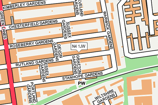N4 1JW map - OS OpenMap – Local (Ordnance Survey)