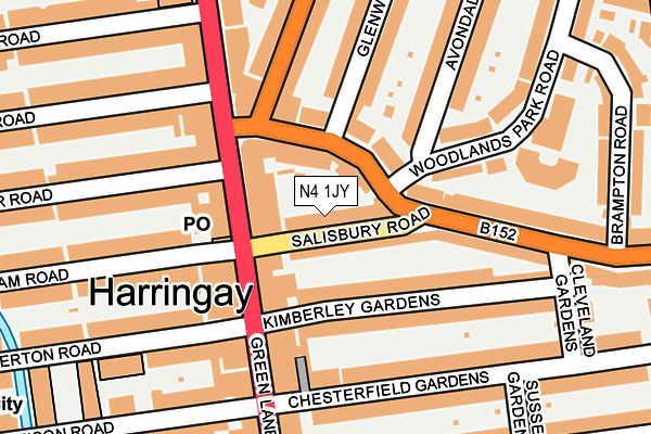 N4 1JY map - OS OpenMap – Local (Ordnance Survey)