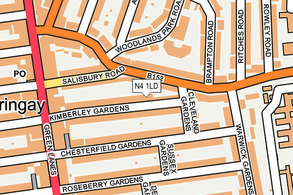 N4 1LD map - OS OpenMap – Local (Ordnance Survey)