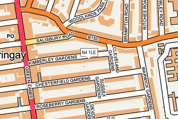 N4 1LE map - OS OpenMap – Local (Ordnance Survey)