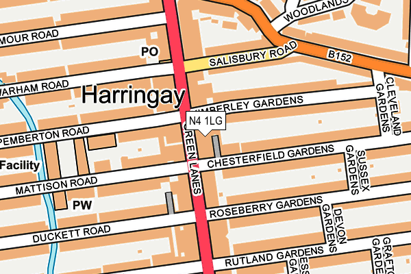 N4 1LG map - OS OpenMap – Local (Ordnance Survey)