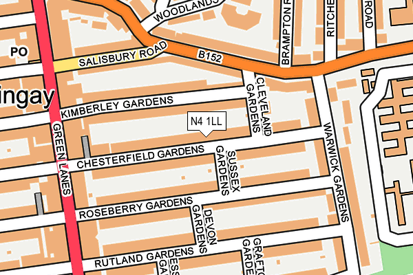 N4 1LL map - OS OpenMap – Local (Ordnance Survey)