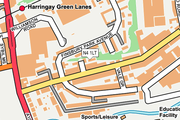 N4 1LT map - OS OpenMap – Local (Ordnance Survey)