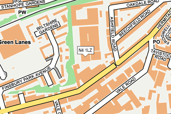 N4 1LZ map - OS OpenMap – Local (Ordnance Survey)