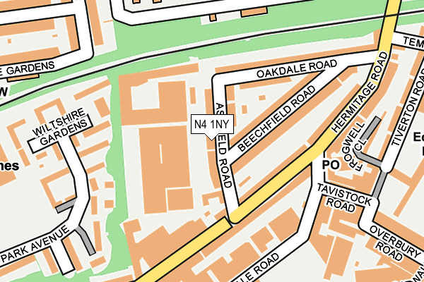 N4 1NY map - OS OpenMap – Local (Ordnance Survey)