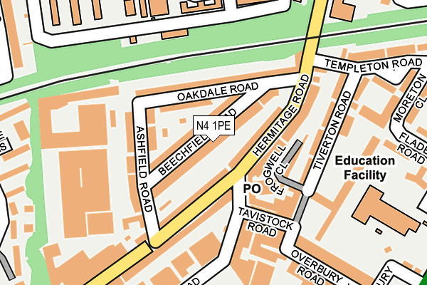 N4 1PE map - OS OpenMap – Local (Ordnance Survey)