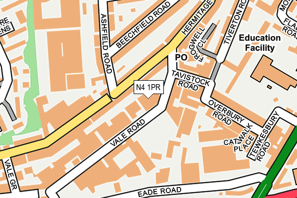 N4 1PR map - OS OpenMap – Local (Ordnance Survey)
