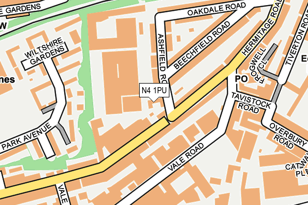 N4 1PU map - OS OpenMap – Local (Ordnance Survey)