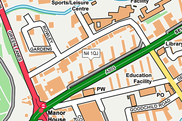 N4 1QJ map - OS OpenMap – Local (Ordnance Survey)