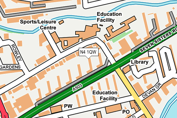 N4 1QW map - OS OpenMap – Local (Ordnance Survey)