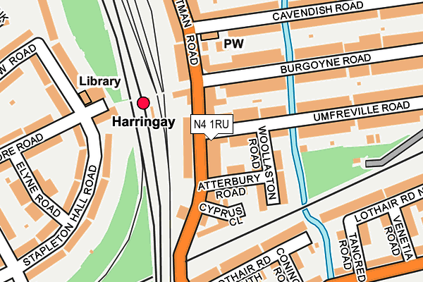 N4 1RU map - OS OpenMap – Local (Ordnance Survey)