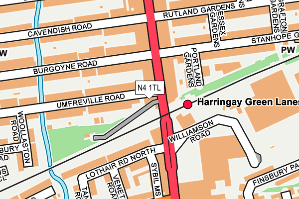 N4 1TL map - OS OpenMap – Local (Ordnance Survey)